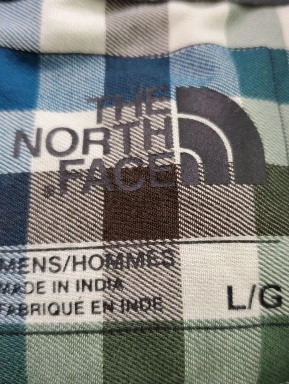 The North Face Mens L Green Blue Brown Checkered Long Sleeve Button Up Shirt